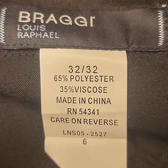 Braggr Louis Raphael Black Men's Front Pleated Dress Slacks, 32/32 - Picture 10 of 10